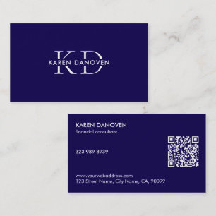 Professionele Moderne Donkerblauwe Monogram Visitekaartje