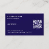 Professionele Moderne Donkerblauwe Monogram Visitekaartje (Achterkant)