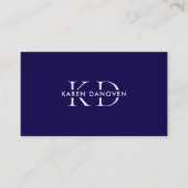 Professionele Moderne Donkerblauwe Monogram Visitekaartje (Voorkant)
