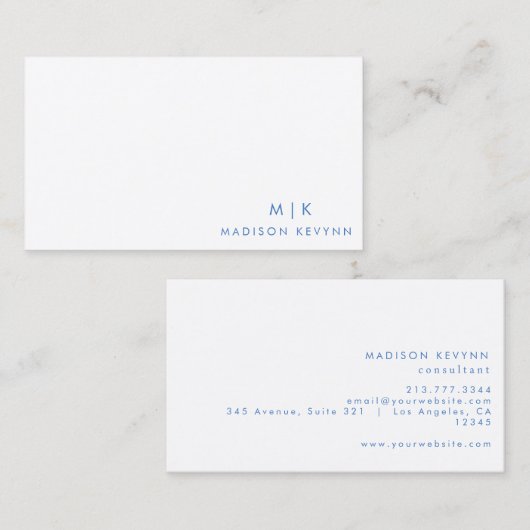 Professionele Moderne Eenvoudige Blauwe Minimalist Visitekaartje (Voorkant / Achterkant)