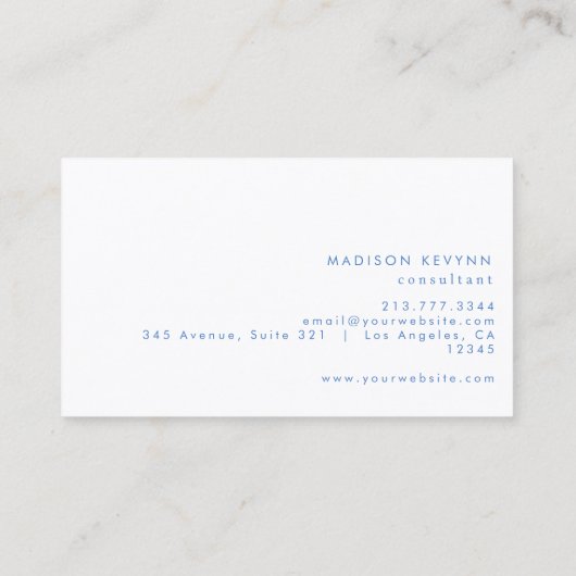 Professionele Moderne Eenvoudige Blauwe Minimalist Visitekaartje (Achterkant)