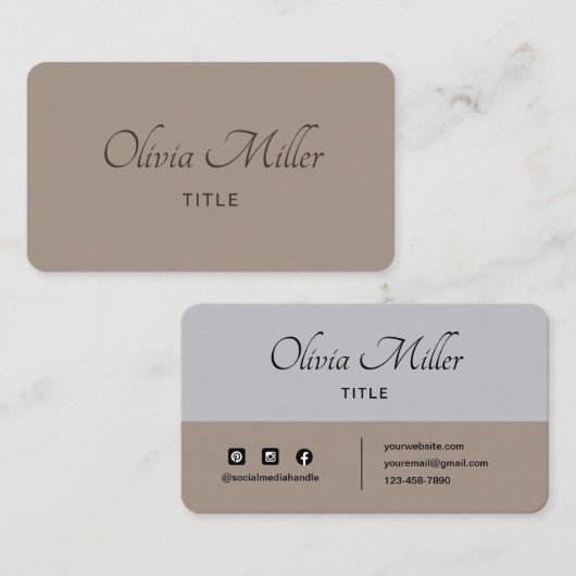 Professionele moderne eenvoudige elegante minimali visitekaartje (Voorkant / Achterkant)