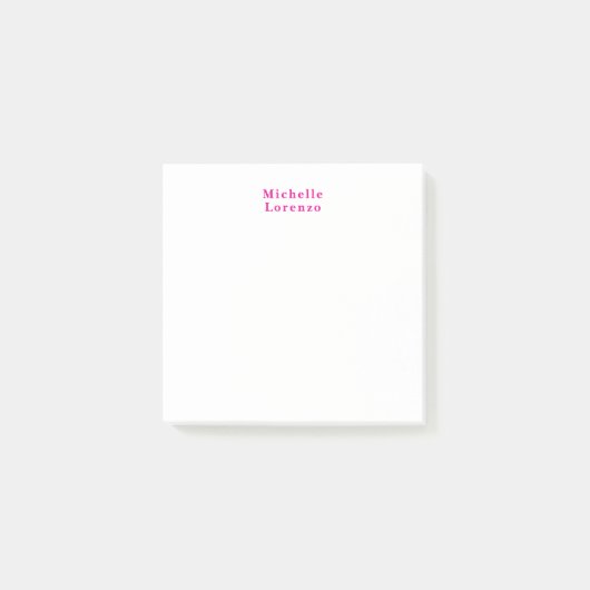 Professionele Moderne Eenvoudige Gewone Naam Roze Post-it® Notes (Voorkant)