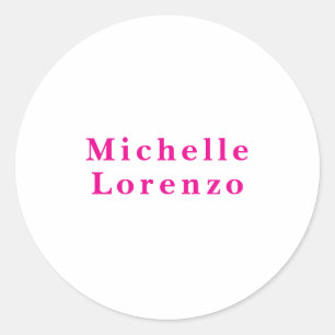 Professionele Moderne Eenvoudige Gewone Naam Roze Ronde Sticker