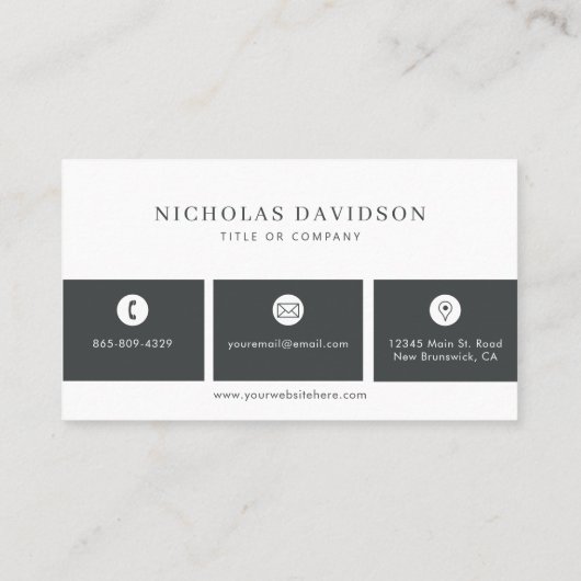 Professionele Moderne Eenvoudige Houtskool Grijs Visitekaartje (Achterkant)