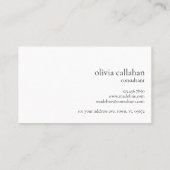 Professionele Moderne Eenvoudige Zwart Wit Minimal Visitekaartje (Achterkant)