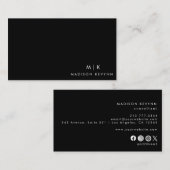 Professionele, moderne, eenvoudige zwarte, minimal visitekaartje (Voorkant / Achterkant)