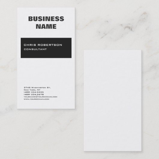 Professionele moderne elegant witte grijs strips visitekaartje (Voorkant / Achterkant)