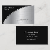 Professionele moderne elegant zwart en zilver visitekaartje (Voorkant / Achterkant)