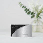 Professionele moderne elegant zwart en zilver visitekaartje (Staand voorkant)