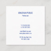 Professionele Moderne Elegante Eenvoudige Blauwe S Vierkante Visitekaartje (Achterkant)