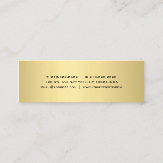 Professionele, moderne, elegante Gold look Mini Visitekaartje (Achterkant)