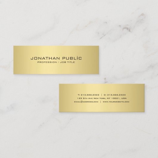 Professionele, moderne, elegante Gold look Mini Visitekaartje (Voorkant / Achterkant)