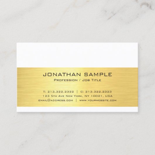 Professionele, moderne, elegante Gold look Plain T Visitekaartje (Voorkant)