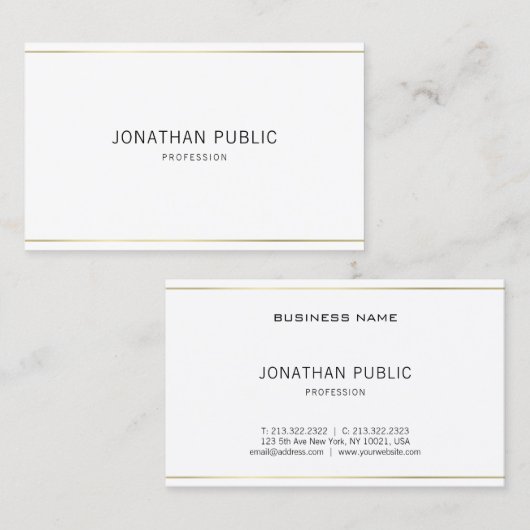 Professionele, moderne, elegante Gold Striped Clea Visitekaartje (Voorkant / Achterkant)