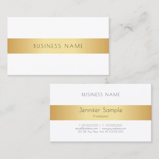 Professionele, moderne, elegante Gold White-Sjablo Visitekaartje (Voorkant / Achterkant)