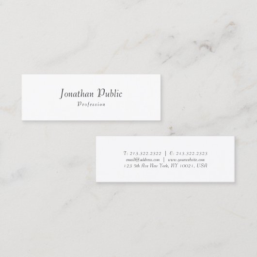 Professionele moderne elegante minimalistische Sja Mini Visitekaartje (Voorkant / Achterkant)