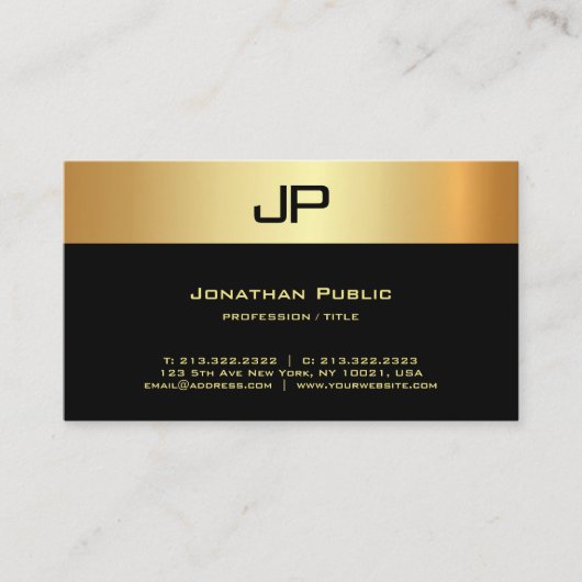 Professionele Moderne Elegante Monogram Luxe Zijde Visitekaartje (Voorkant)