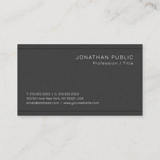 Professionele moderne elegante Sjabloon antraciet Visitekaartje (Achterkant)