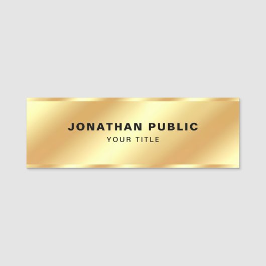 Professionele Moderne Elegante Sjabloon Glam Gold Naamplaatje (Voorkant)