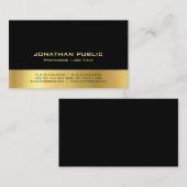 Professionele, moderne elegante zwarte en gouden e visitekaartje (Voorkant / Achterkant)