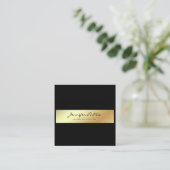 Professionele moderne, elegante zwarte gouden vorm vierkante visitekaartje (Staand voorkant)