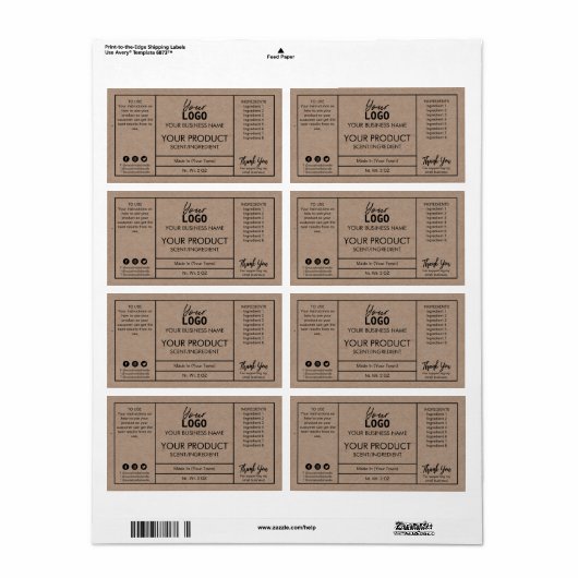 Professionele moderne etiketten met bonnen en lich (Full Sheet)