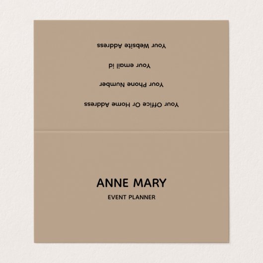 Professionele Moderne Evenementenplanner Beige Zwa Visitekaartje (Buitenkant ongevouwen)