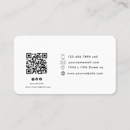 Professionele moderne foto | QR-code Visitekaartje (Achterkant)