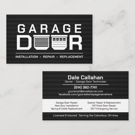 Professionele Moderne Garagedeur Diensten Visitekaartje (Voorkant / Achterkant)