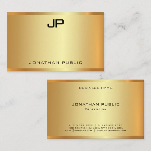 Professionele Moderne Glamoureuze Faux Gold Elegan Visitekaartje (Voorkant / Achterkant)