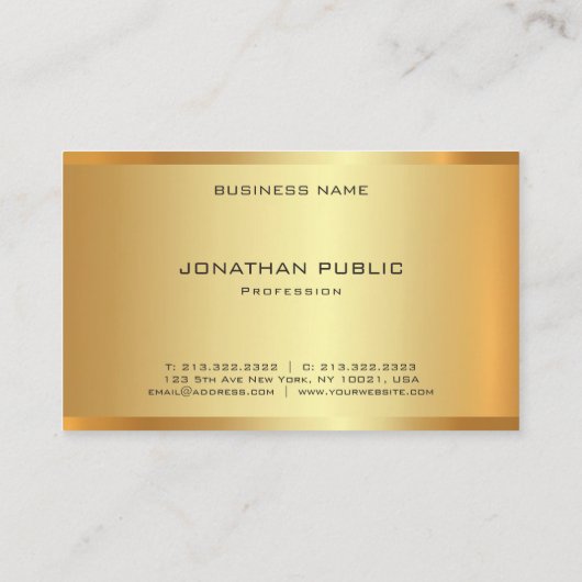 Professionele Moderne Glamoureuze Faux Gold Elegan Visitekaartje (Achterkant)