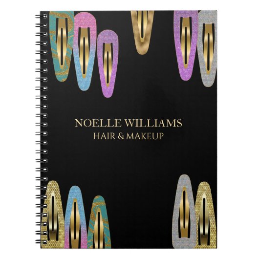 Professionele Moderne Glitter Haarclip Haarstylist Notitieboek (Voorkant)
