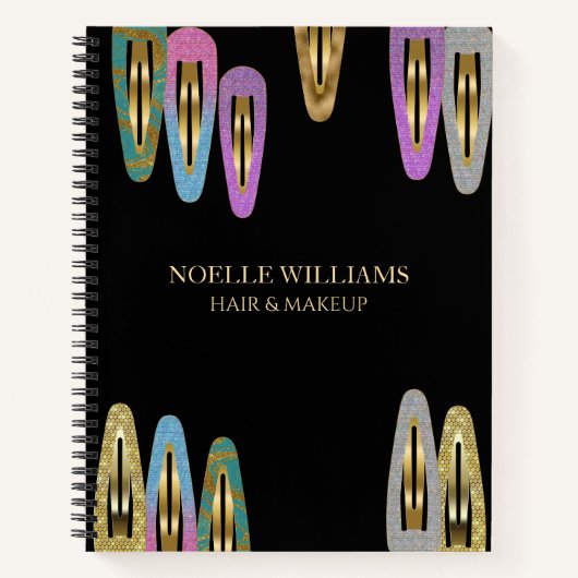 Professionele Moderne Glitter Haarclip Haarstylist Notitieboek (Voorkant)