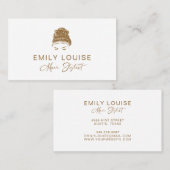 Professionele, moderne Gold Brown Hair Stylist Bus Visitekaartje (Voorkant / Achterkant)