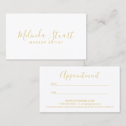 Professionele, moderne Gold- en witte benoeming Afsprakenkaartje (Voorkant / Achterkant)