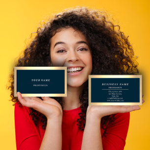 Professionele moderne Golden Simply Blue Navy Visitekaartje
