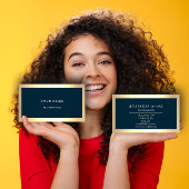 Professionele moderne gouden eenvoudige blauwe mar visitekaartje