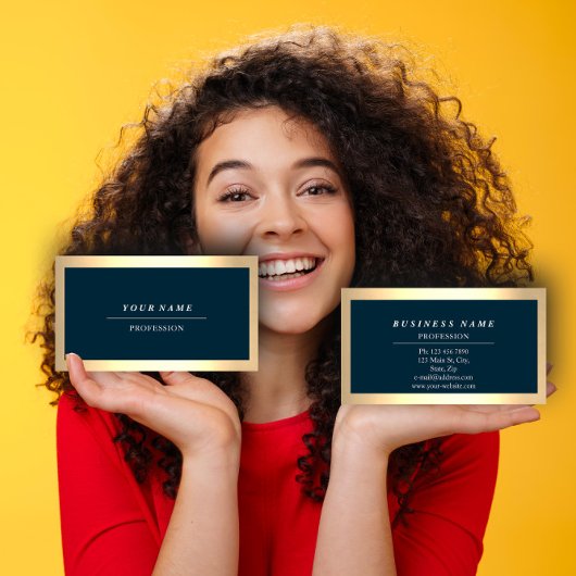 Professionele moderne gouden eenvoudige blauwe mar visitekaartje