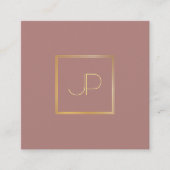 Professionele Moderne Gouden Monogrammed Zijdeafwe Vierkante Visitekaartje (Voorkant)