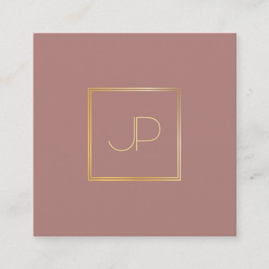 Professionele Moderne Gouden Monogrammed Zijdeafwe Vierkante Visitekaartje (Voorkant)
