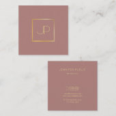 Professionele Moderne Gouden Monogrammed Zijdeafwe Vierkante Visitekaartje (Voorkant / Achterkant)