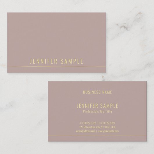 Professionele moderne gouden naam Sjabloon Elegant Visitekaartje (Voorkant / Achterkant)
