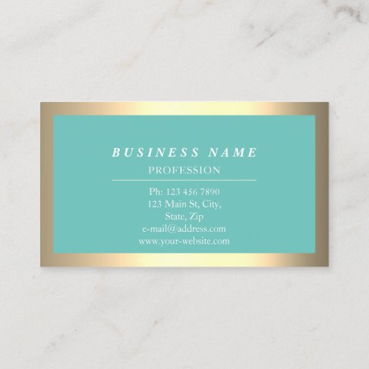 Professionele Moderne Gouden Simply Mint Blauw Visitekaartje (Achterkant)