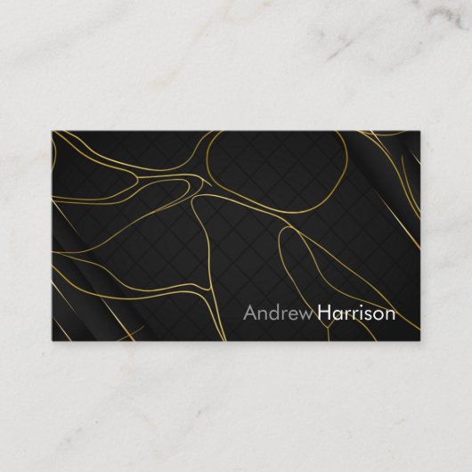 Professionele moderne gouden zwart minimalist visitekaartje (Voorkant)