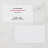 Professionele moderne grijs rood wit minimalist visitekaartje (Voorkant / Achterkant)
