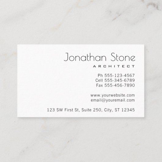 Professionele moderne grijze en witte betonnen tex visitekaartje (Achterkant)