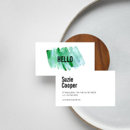 Professionele moderne groene Waterverf Visitekaart Visitekaartje