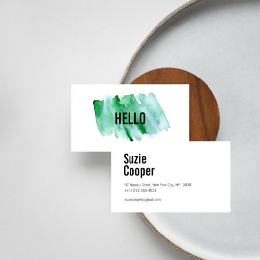 Professionele moderne groene Waterverf Visitekaart Visitekaartje