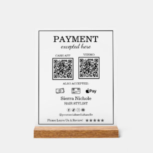 Professionele Moderne Haarstylist QR Code Betaling Acryl Bord